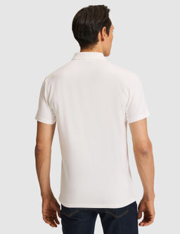 Ekru Slim Fit Saf Pamuk Fermuarl_ Polo Yaka T-shirt