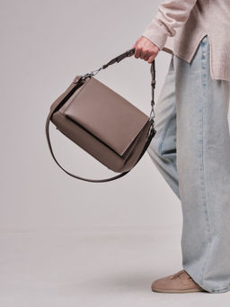 Сумка кожаная сэтчел Deboro 30923 тауп