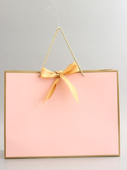 Пакет подарочный, розовый , с бантом, 43 х 32 х 14 см