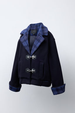 COMBINED CHECK COAT WITH WOOL - Zara фото 2