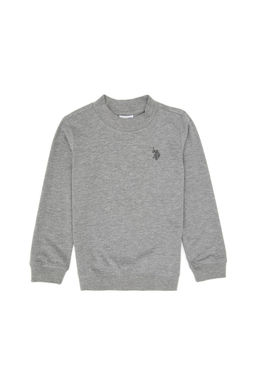 Erkek _ocuk Gri Melanj Basic Bisiklet Yaka Sweatshirt Sepette S_rpriz _ndirim