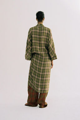 VESTIDO LINO CUADROS ZW COLLECTION / Verde - Zara фото 2