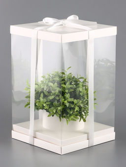 Коробка PVC, для цветов с лентой, 28?18?18 см, белый