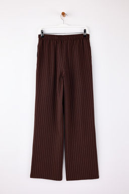 Kahverengi Stoperli Cizgili Straight/Duz Kesim Beli Lastikli Pantolon TWOSS26PL00021 - Trendyolmilla фото 8