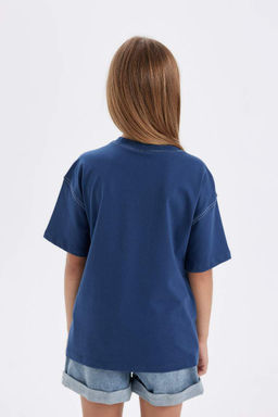 Футболка оверсайз с круглым вырезом и короткими рукавами Disney Микки и Минни для девочек - Defacto фото 6