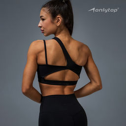 Топ спортивный женский ONLYTOP Asymmetry, размер 46 (L), чёрный