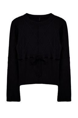 Siyah Kurdele/Fiyonk Detayl? Triko Kazak TWOAW25KZ00225 - Trendyolmilla фото 6