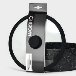 Крышка Magistro, d=24 см, со сливом, с силиконовым ободком и ручкой, жаропрочное стекло