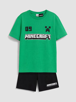 Minecraft Bask?l? Erkek ?ocuk ?ortlu Pijama Tak?m?