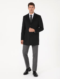 Siyah Ex Slim Fit Y_n Kar___ml_ Palto