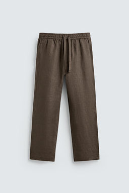 PANTAL?N RELAXED FIT 100% LINO / Marr?n / Topo - Zara фото 7
