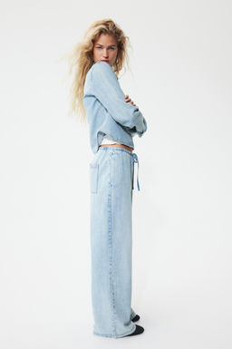 Pantal?n denim con cord?n de ajuste - H&m фото 7