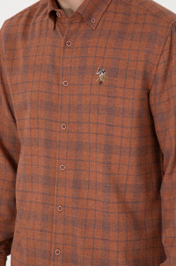 Мужская рубашка с длинным рукавом кирпичного цвета Неожиданная скидка в корзине - U.s. polo assn фото 7