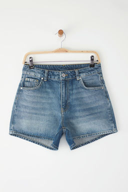 TRENDYOLMILLA Mavi Yuksek Bel Mini Denim Sort TWOSS25SR00178  фото 9