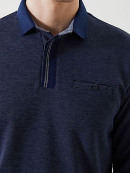 Polo Yaka Uzun Kollu Erkek Sweatshirt