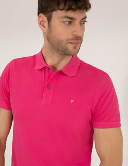 Pembe Slim Fit Polo Yaka Basic Ti__rt