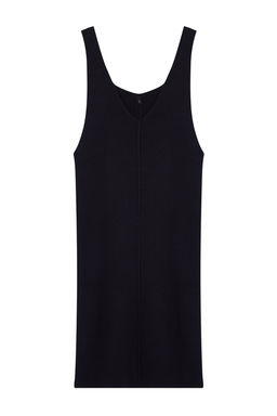 Lacivert Maxi V Yaka Jile Triko Elbise TWOAW24EL00011