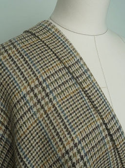 Шерсть пальтово-костюмная Твид Гусиная лапка-клетка цв.коричневый, ш.1.5м, шерсть-50%, п/э-50% - Купава фото 4