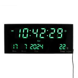 Часы электронные настенные "Соломон", с будильником, 15 х 36 см, зеленые цифры