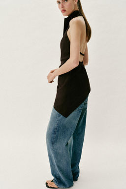 TOP HALTER CON LINO / Marr?n oscuro - Zara фото 3