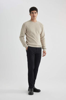 Брюки-чиносы прямого кроя из габардина с карманом на молнии и парусиновой тканью стандартного кроя - Defacto фото 8