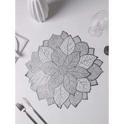 Набор салфеток сервировочных на стол Доляна Цветок, 4 шт, 4343 см, цвет серебряный