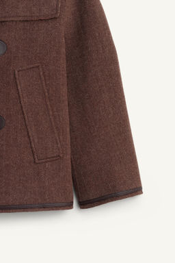 LIMITED EDITION CHECKED CONTRAST WOOL BLEND PEA COAT - Zara фото 10