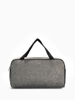 Косметичка-сумка на молнии, большая, с ручками, сеткой, серая