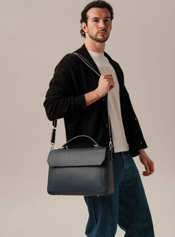 Мужская кожаная сумка Levi DBR 7115 насыщенный синий