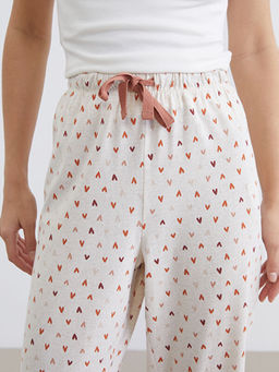 Beli Lastikli Bask?l? Kad?n Pijama Alt?