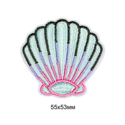 Термоаппликации вышитые арт.TBY.S31 Ракушка большая 10 шт 5,5х5,3 см
