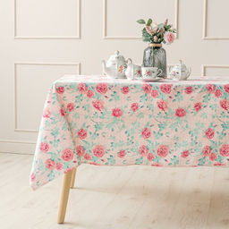 Скатерть льняная набивная Плетистая роза 145*180 см. п/лен