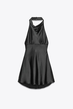 SHORT SATIN HALTER DRESS