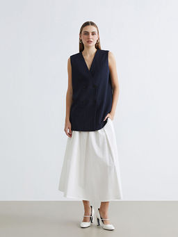 Kruvaze Yaka ?izgili Kad?n Klasik Yelek