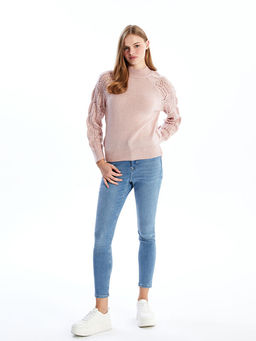 Yar?m Bal?k?? Yaka Ajurlu Kad?n Triko Kazak