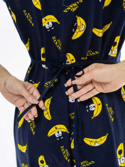 Халат женский, цвет темно-синий желтый