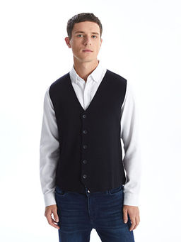 Standart Kal?p V Yaka Erkek Triko Yelek - Waikiki фото 3