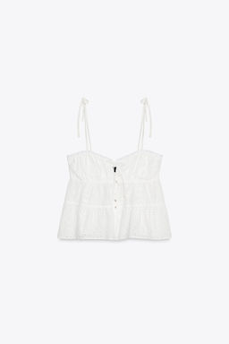 TOP WITH CUTWORK EMBROIDERY - Zara фото 5
