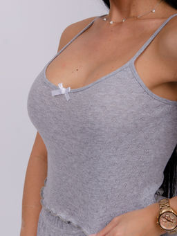 Пижама "Ажур 4" серая, рибана