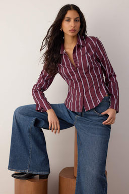 Sar?-Cok Renkli Belden Buzgulu Fitted Kollar? Genis Gomlek TWOAW26GO00013 - Trendyolmilla фото 6