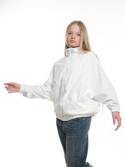 Толстовка на молнии для девочки 22-3208 белый - Mini maxi фото 15