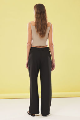 TRENDYOLMILLA Siyah Dusuk Bel Wide Leg/Genis Paca Dokuma Pantolon TWOSS25PL00025 фото 7