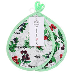 Ягодное ассорти Кухонный комплект: прихватка 20х18см Капелька - 2шт, хлопок Премиум 191г/м2 - хлопок 100%, наполнитель - ватин 280гр/м2, Домашняя мода (Россия)