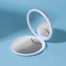 Зеркало складное «Пляж», d=7.5 см, с увеличением, розовое