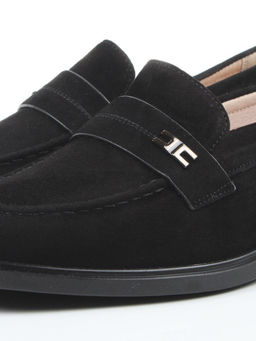 03-DEB17-2 BLACK Лоферы женские (натуральная замша)