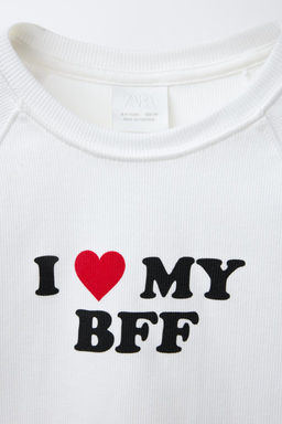 RIBBED T-SHIRT WITH SLOGAN - Zara фото 3