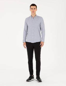 Lacivert Slim Fit Uzun Kollu G_mlek