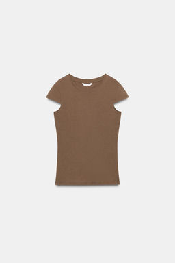 CAMISETA MINIMAL MANGA CORTA / Marr?n claro - Zara фото 6
