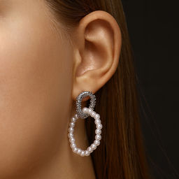 Серьги с жемчугом Бусина переплетение чувств, цвет серебро