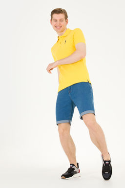 U. S. Polo Assn Мужская темно-желтая базовая футболка с воротником-поло - U.s. polo assn фото 2